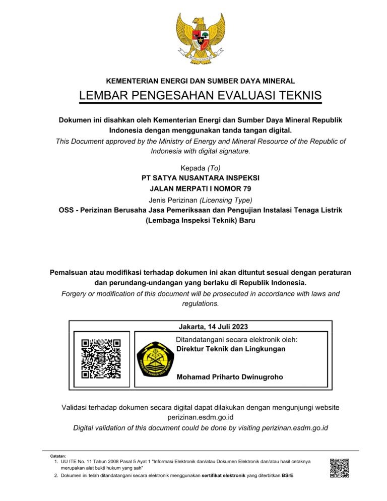 IJIN USAHA JASA PENUNJANG TENAGA LISTRIK