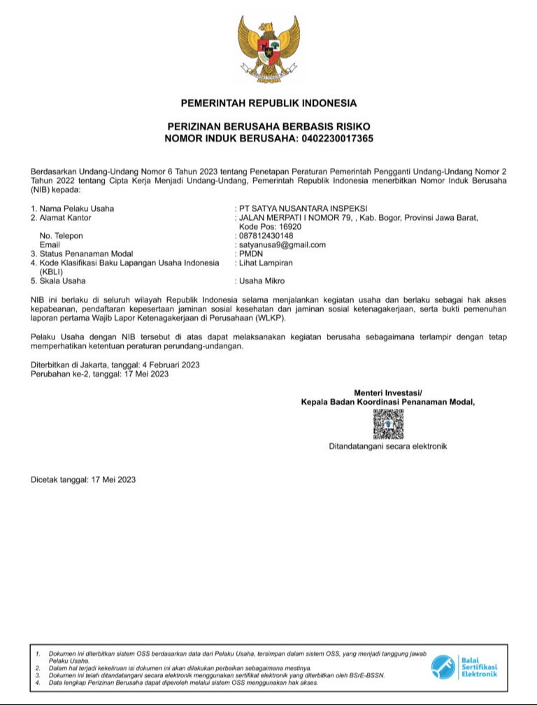 NOMOR INDUK BERUSAHA